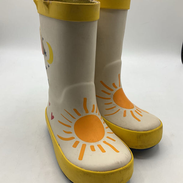 Size 8: Cat & Jack White/Yelow/Orange Sunny Rainbow Print Rain Boots