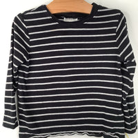 Size 3 (90); Hanna Andersson Black/White Striped Long Sleeve Shirt