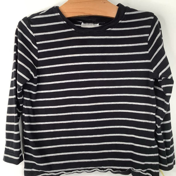 Size 3 (90); Hanna Andersson Black/White Striped Long Sleeve Shirt