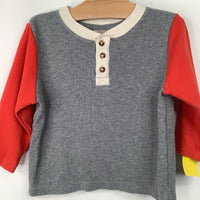 Size 3 (90); Hanna Andersson Grey/Red Long Sleeve Shirt