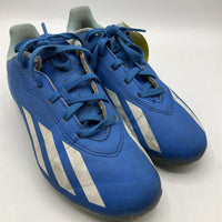 Size 3Y: Adidas Blue/White Lace-Up Soccer Cleats