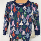 Size 4 (100): Hanna Andersson Blue Holiday Trees Print 2pc PJs