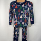Size 4 (100): Hanna Andersson Blue Holiday Trees Print 2pc PJs