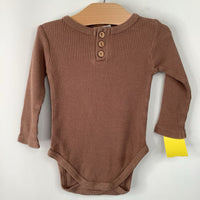 Size 6-9m: City Mouse Brown Waffle Textured Long Sleeve Onesie