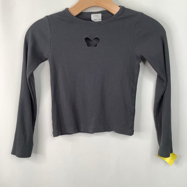 Size 9-10: Zara Grey Butterfly Cut Out Long Sleeve Shirt