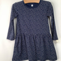 Size 4: Tea Blue/White Polka Dots Long Sleeve Dress
