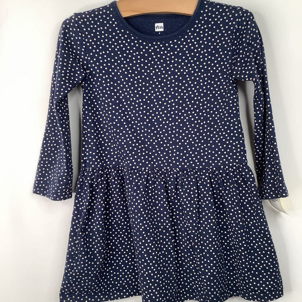 Size 4: Tea Blue/White Polka Dots Long Sleeve Dress