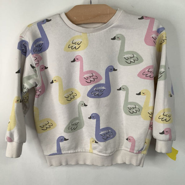 Size 2-3: Zara White/Colorful Ducks Sweater