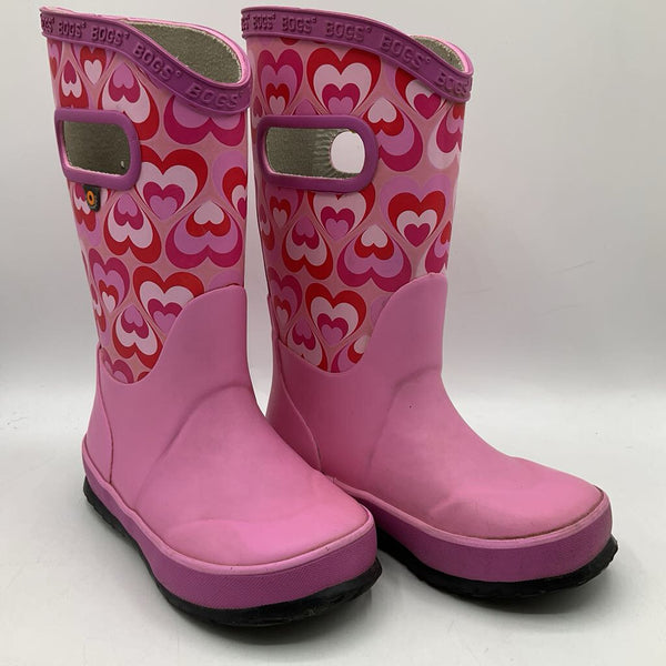 Size 9: Bogs Pink Hearts Rain Boots