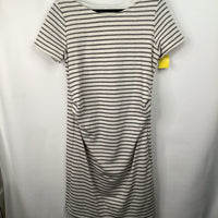 Size M: Pink Blush White/Grey Striped Short Sleeve Dress