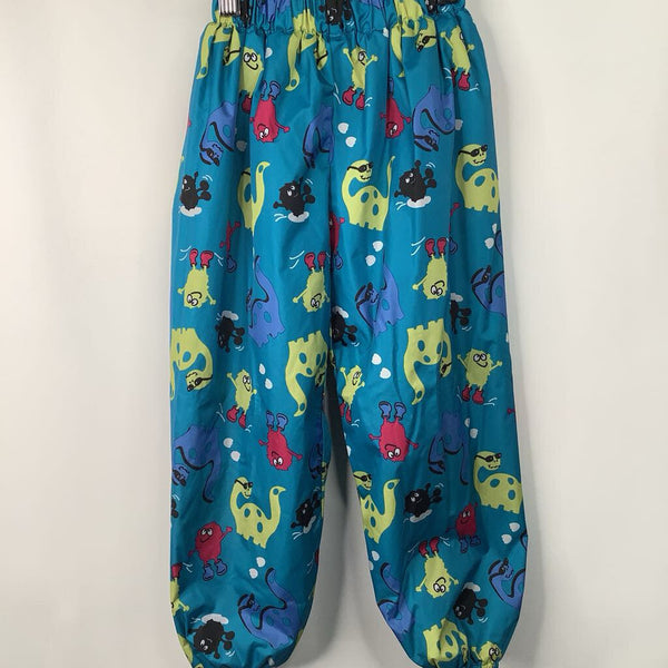 Size 6 (130): Lzii Blue/Colorful Dinosaur Fleece Lined Pants