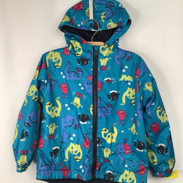 Size 6 (130): Lzii Blue/Colorful Dinosaur Fleece Lined Zip-Up Hoodie