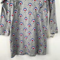 Size 6: Tea Grey Rainbow Umbrella Print Long Sleeve Dress