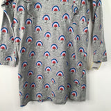 Size 6: Tea Grey Rainbow Umbrella Print Long Sleeve Dress
