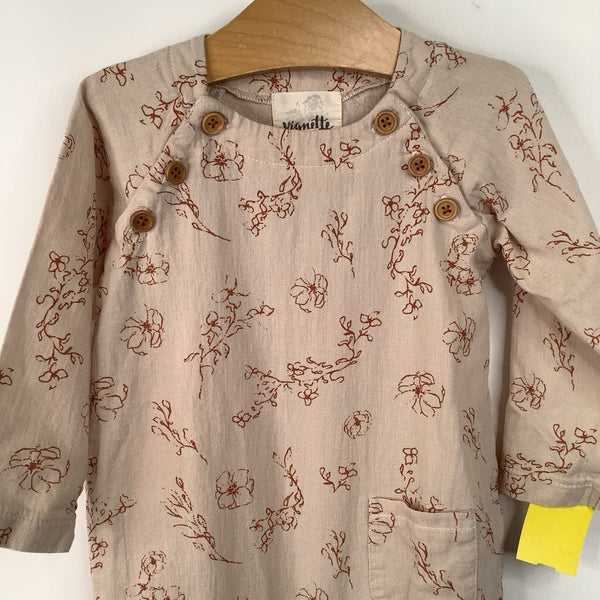 Size 12-18m: Vignette Creme/Brown Floral Long Sleeve Romper