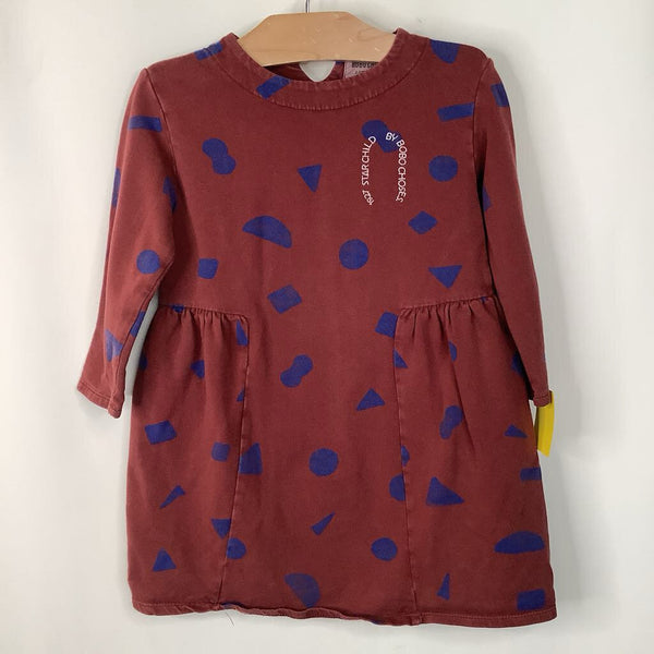 Size 2-3: Bobo Choses Red/Blue Shapes Long Sleeve Dress