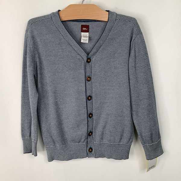 Size 4-5: Tea Blue Striped Button-Up Cardigan