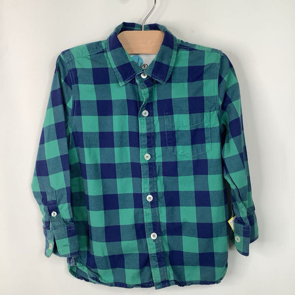 Size 4-5: Boden Blue/Green Checkered Collared Button-Up Long Sleeve Shirt