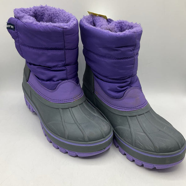 Size 6: Lands End Purple/Grey Velcro Snow Boots