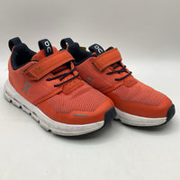 Size 10.5: On Cloud Orange/Navy Velcro Strap Sneakers
