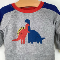 Size 3-6m (60): Hanna Andersson Grey/Multi Dinosaur 2pc Cozy Sweat Set