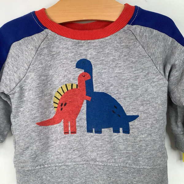 Size 3-6m (60): Hanna Andersson Grey/Multi Dinosaur 2pc Cozy Sweat Set