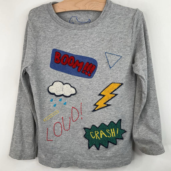 Size 4-5: Mini Boden Grey "Boom" Lightning Long Sleeve Shirt
