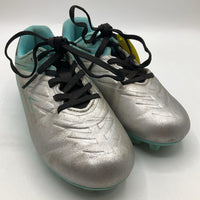 Size 13: DSG Silver/Blue Lace-Up Soccer Cleats