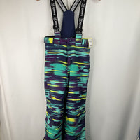 Size 10: Kamik Blue/Purple Patterned Suspender Snow Pants