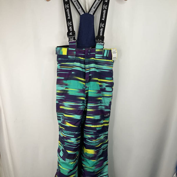 Size 10: Kamik Blue/Purple Patterned Suspender Snow Pants