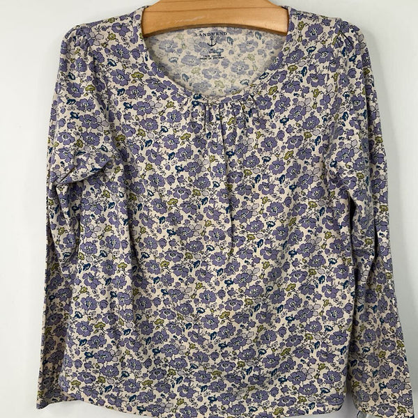 Size 5-6: Lands End Purple Floral Long Sleeve Shirt