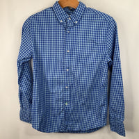 Size 12: Crewcuts Blue Checkered Collared Button-Up Long Sleeve Shirt