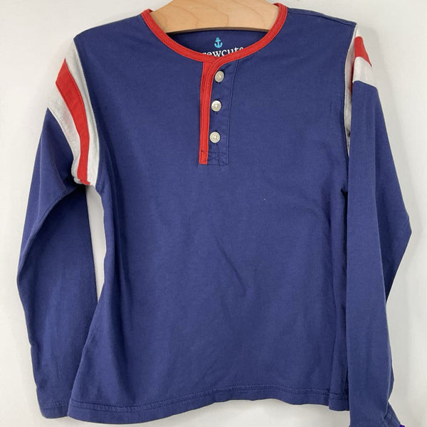 Size 6-7: Crewcuts Blue/Red & White Striped Long Sleeve Shirt