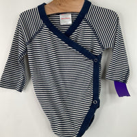 Size 3-6m (60): Hanna Andersson Blue/White Striped Long Sleeve Onesie