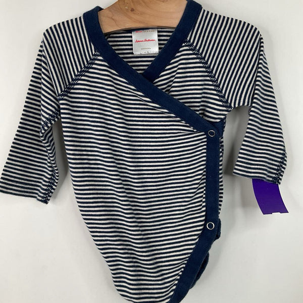 Size 3-6m (60): Hanna Andersson Blue/White Striped Long Sleeve Onesie