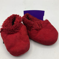 Size NB: Kina Red Fuzzy Baby Slippers