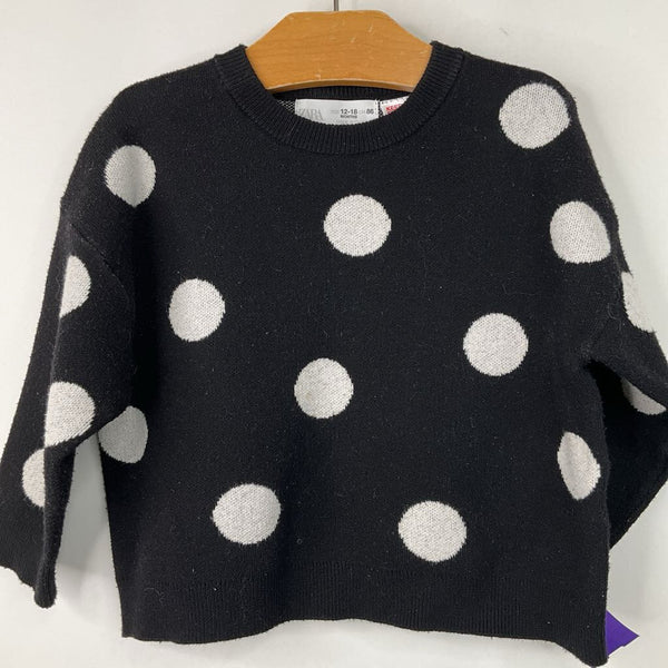 Size 12-18m: Zara Black/White Polka Dots Knitted Long Sleeve Shirt