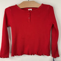 Size 3: Gap Red Waffle Textured Long Sleeve Shirt