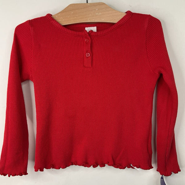 Size 3: Gap Red Waffle Textured Long Sleeve Shirt