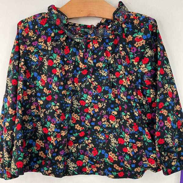 Size 4: Gap Black/Colorful Floral Long Sleeve Shirt