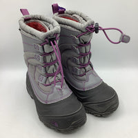 Size 2Y: The North Face Grey/Purple Toggle Strap Snow Boots