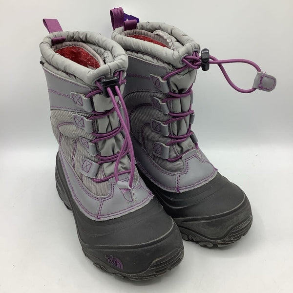 Size 2Y: The North Face Grey/Purple Toggle Strap Snow Boots