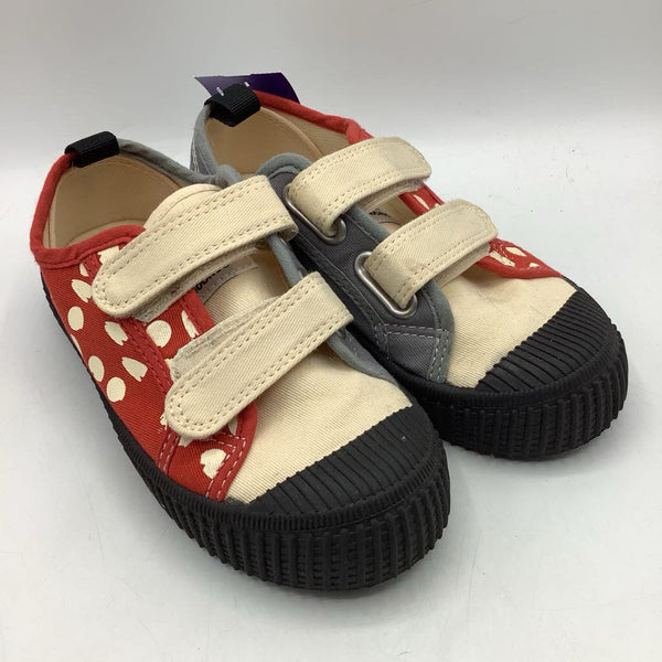 Size 12: Happy Noc Noc Creme/Black/Red Polka Dots Velcro Strap Sneakers