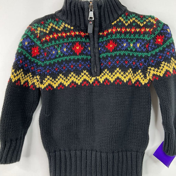 Size 2: Polo Black/Colorful Collar Knitted Sweater