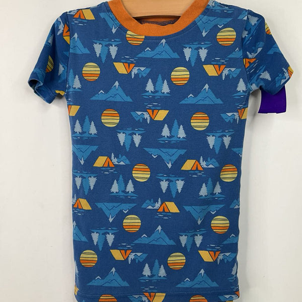 Size 6: Kirkland Blue/Orange Camping Print Short Sleeve 2pc PJs