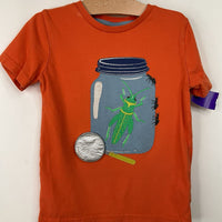 Size 6-7: Mini Boden Orange Cricket Jar Patched T-Shirt