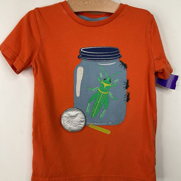 Size 6-7: Mini Boden Orange Cricket Jar Patched T-Shirt