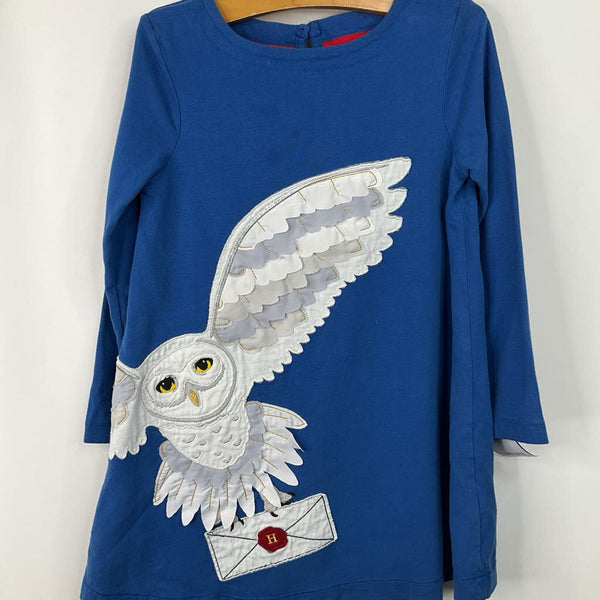 Size 4-5: Mini Boden Blue Harry Potter Owl Long Sleeve Dress