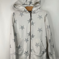 Size 6-7: Primary White/Silver Stars Zip-Up Hoodie