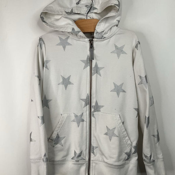 Size 6-7: Primary White/Silver Stars Zip-Up Hoodie